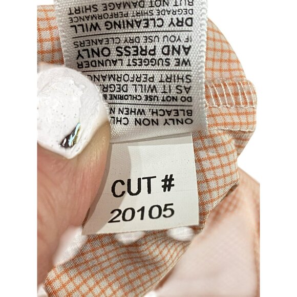Mizzen+Main Leeward Collection Mens Orange Checkered Dress Shirt X-Large Trim Fi - Picture 6 of 11